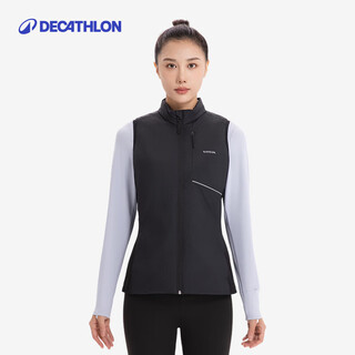 Decathlon (decathlon) running sports vest women's autumn outdoor cycling fitness sleeveless zipper warm cotton vest sax1 black xl