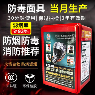 Gas mask full face fire escape household fire and smoke mask filter type fire self-rescue respirator level protection smoke filter effect 93 anti-smoke/anti-virus/anti-heat flow