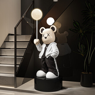 Dyed spring violent bear floor-standing large atmosphere decoration living room next to sofa porch home high-end decoration housewarming gift large height 136cm black bluetooth + atmosphere light + saving money + black round bottom