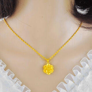 Other genuine gold stores have the same style 18k gold rose flower necklace, temperament pendant, heart-shaped fashionable mother's birthday gift, gold-plated s, blooming wealth and big flowers 2.58g