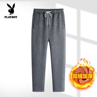 Playboy (playboy) men's autumn and winter thickened velvet fashion suit new middle-aged and elderly father's clothing lamb velvet casual sportswear official flagship dark gray can be worn outside pants - super soft velvet l recommendation 135-155jin jin equals 0.5 kg
