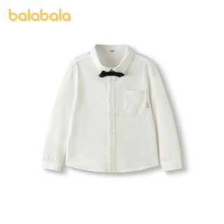 Balabala shopping mall same style boys' shirts, children's long-sleeved 2025 new autumn clothing, trendy big children's shirts, original white 10101 110