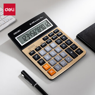 Deli 1542a large screen voice calculator (unit: unit) gold
