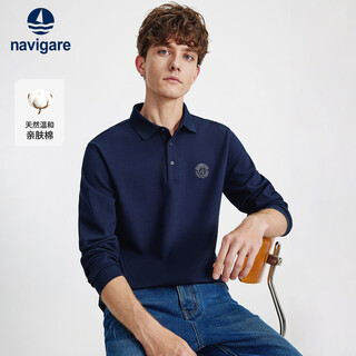 Navigare italian dinghy 2025 autumn men's long-sleeved polo shirt solid color commuter lapel top 1135025304