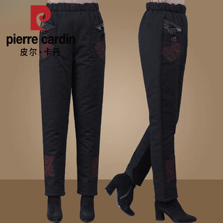 Pierre cardin mom pants autumn and winter outerwear down cotton pants middle-aged and elderly women's pants thickened granny wear winter warm trousers 20k3032 black 6xl (recommended 170-190 jin jin equals 0.5 kg)