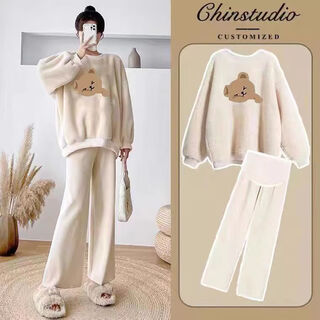 Ariana's new autumn and winter maternity wear thickened velvet loose long-sleeved sweatshirt hot mom complete set of outdoor cover bear velvet sweatshirt single piece xl 125-145jin jin equals 0.5 kg