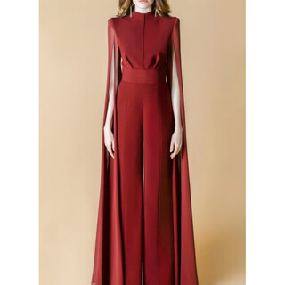 Tusenda banquet dress host party reception president domineering queen style dress european and american temperament dignified and elegant burgundy xs