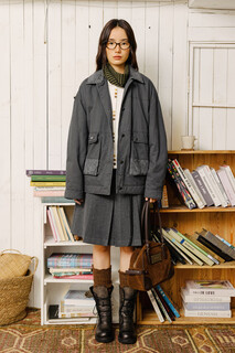 Octopusme octopus pocket work jacket cotton coat women's winter retro cotton jacket quilted thick coat gray color matching m