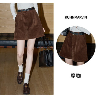 Kuhnmarvin korean style solid color a-line shorts for women 2025 autumn new high-waist slim outer casual boot pants k38186 moka s