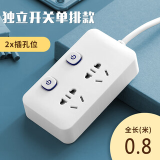 Bull (bull) same style household independent switch multi-function socket strip with cord plug power extension branch control two sockets 0.8 meters