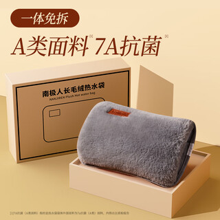Nanjiren electric hand warmer baby rechargeable new style water-filled extra long quilt special explosion-proof sw plush double hand in one class a fabric safety explosion-proof gray