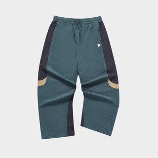 Fila men's fusion series sports pants men's fashionable retro color matching loose versatile woven trousers jiangzi dark green m