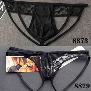 2 pieces of sexy men's sexy underwear, transparent lace thong double underwear, breathable shorts, butt lift underwear, 8873 black, 8879 black, 100-160 jin jin equals 0.5 kg, can be worn under