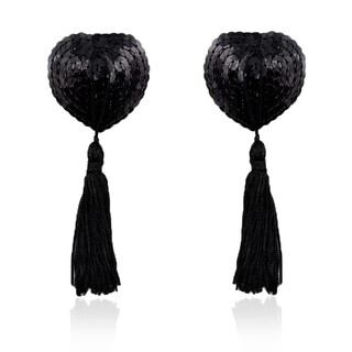 密氏宫廷（MS PALACE）成人女性用品流苏心形硅胶乳头贴情趣调情女式亮片乳贴胸贴 黑色 均码