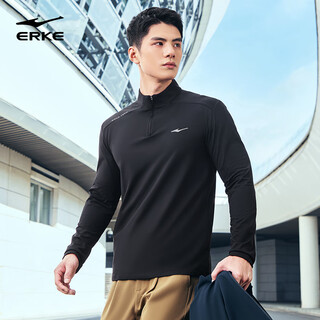Hongxing erke long-sleeved t-shirt men's autumn new stand-up collar moisture-wicking sports function half-cardigan sweater bottoming top