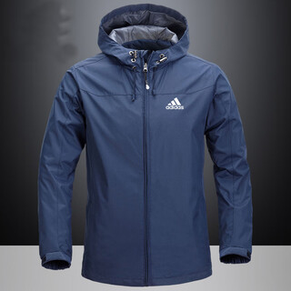 Terrex skyclimb adidas clover sports jacket men's 2025 autumn and winter jacket velvet hooded jacket outdoor large size windbreaker dark blue ad028 l recommended 125-140jin jin equals 0.5 kg