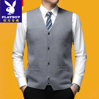 Playboy (playboy) autumn and winter thickened pure cashmere vest men's spring and autumn middle-aged wool vest cardigan dad's suit vest men's medium gray hyx-32 business suit vest l-170 consult customer service for size questions