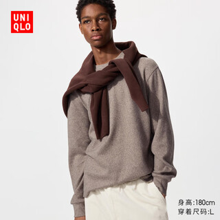 Uniqlo men's soft knitted polar fleece round neck pullover/long-sleeved t-shirt 25 autumn and winter new style 479791 32 dark beige m /170/92a