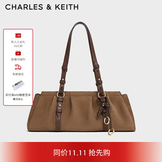 CHARLES&KEITH25冬新品绒面包挂腋下法棍包饺子包CK2-30671819-1 Mocha Brown摩卡棕 M
