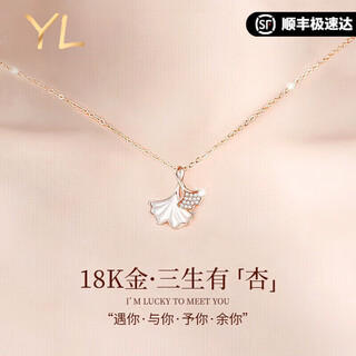 Coisee.yl light luxury 18k gold lucky necklace for girls, rose gold birthday gift for girlfriend and wife 18k gold lucky necklace for girls