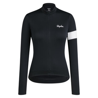 Rapha autumn and winter new color core women's core warm long sleeve outdoor cycling jersey cycling top official black and white - 2025 edition xs