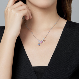 Xingu natural colored treasure 925 silver tanzanite colored gemstone set chain magpie necklace original design colored jewelry