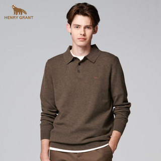 Henry grant henry grant british casual autumn and winter men's shirt collar sweater casual knitted sweater long sleeve brown (qby244162u311) one size fits all 46 (170/92a)