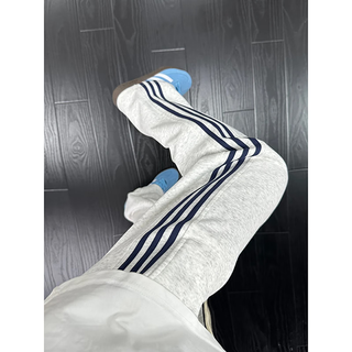 Katuchi american cleanfit striped casual pants men's spring and autumn loose trendy high street straight sportswear trousers white gray xl