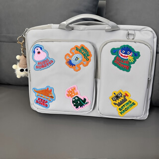 Computer bag 16-inch handbag women's 14-inch laptop bag one-shoulder shock-proof huawei apple lenovo savior shoulder strap + set suitcase gray-16 inch waterproof fabric/even cutting line/shock-proof and wear-resistant