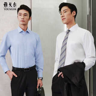 Youngor (youngor) 25 new solid color dp no-iron shirt cotton anti-wrinkle easy care long-sleeved shirt for men light blue 41