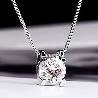 Pt950 platinum imported moissanite necklace 18k rose gold bull head four-claw diamond necklace clavicle single pendant for women 2.9g platinum 50 points + box chain 45cm