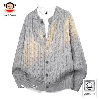 Big-mouthed monkey (paul frank) warm sweater for men in autumn and winter couples new knitted cardigan round neck casual long-sleeved jacket online clothing cedar gray official authentic l recommended 120-140jin jin equals 0.5 kg
