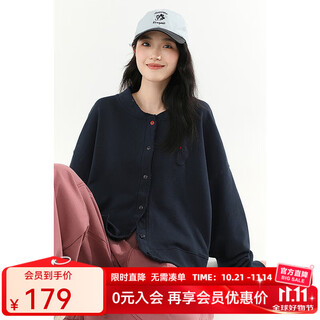 Birds and new wine 2025 autumn new fashion women's tops short loose cotton small embroidered jacket women dark blue hrh08 m