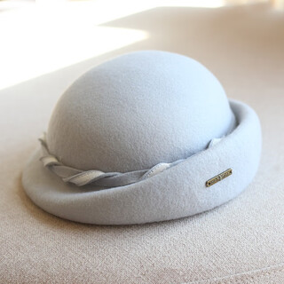 Hanqing mid-summer, autumn and winter retro casual woolen beret painter hat fashion felt hat versatile british short-brimmed hat blue gray rope small basin beret 54-58cm adjustable