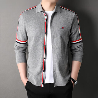 Tommie jegniyr tommy jegniyr spring and autumn knitted cardigan men's korean style trendy sweater thin jacket casual sweater gray m 165100-115jin jin equals 0.5 kg