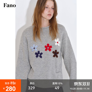 Fano studios fan luo fano niche design with heavy craftsmanship three-dimensional flower pullover sweater top for women 2025 autumn new flower gray ready stock s