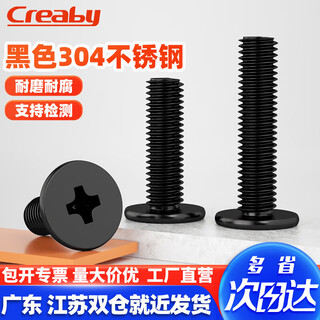 Creaby black 304 stainless steel cross flat head screws thin head large flat head screws cm computer screw machine screws m2x4 (100 pcs)