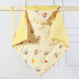 Baby blanket type a pure cotton beanie velvet newborn delivery room blanket newborn baby warm bag single for all seasons (double layer without cotton 300g) cartoon snake treasure yellow 95x95cm