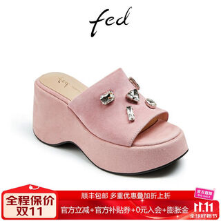 Fed going out slippers summer new women's shoes thick-soled wedge sandals beach shoes women's d0525-yab010 pink-slippers_010 34