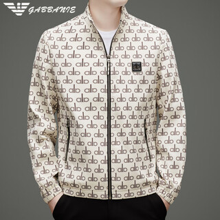 Ax armani high-end autumn thin printed high-end men's jacket stand collar middle-aged fashion casual new jacket 8561 white l (suitable for weight 120-130jin jin equals 0.5 kg)