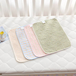 Ramie diaper pad summer small washable mat baby breathable leaking cotton and linen diaper pad summer diaper pad ramie 2 pack green grid + pink grid 50*70cm 1x1cm