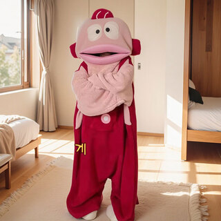 Zhike clownfish doll one-piece pajamas large size warm autumn and winter cartoon big mouth fish plush doll couple gift ugly fish pink jumpsuit (no shoes) m (height 153-159cm) 105jin jin is equal to within 0.5 kg