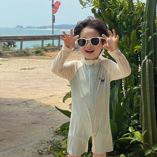 Zailu children's swimsuit for boys and girls 2025 new one-piece long-sleeved sun protection quick-drying dry swimsuit for baby beach vacation travel dinosaur 90 recommended height 75-85cm