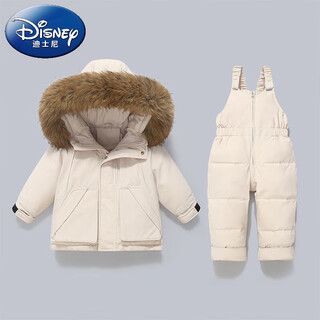 Disney infant down jacket set men's and women's two-piece set new thickened children's overalls autumn high quality white 80