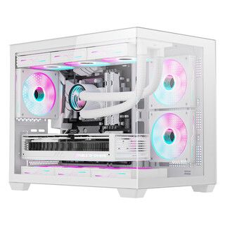 Great wall vision s1w plus white sea view room chassis (matx motherboard/double-sided glass/360 water cooling positions/9 fan positions/usb3.0/dust filter/long graphics card)