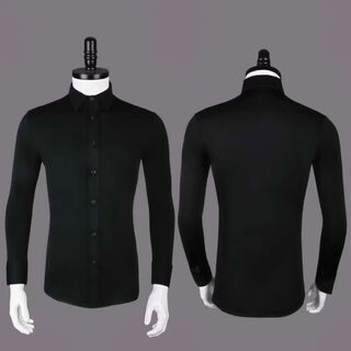 Modern dance tops new high-end men's 2023 new shirts latin dance clothes shirt tops classic all black thin section 2xl