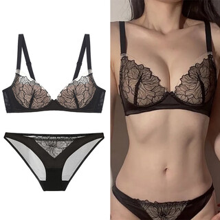 Victoria palace lace bra no wires showing breast size breast support push-up breast control adjustable bra low waist panties set black l