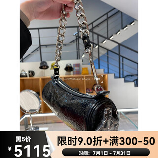 Vivienne westwood (vivienne westwood) queen mother long armpit bag thick chain mesh pleated cylinder black pleated bright leather artificial leather ready for delivery in seconds