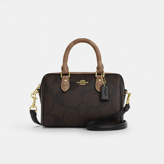 Coach color-blocked classic logo rowan 17 presbyopic boston bag mini crossbody bag cab16 walnut color