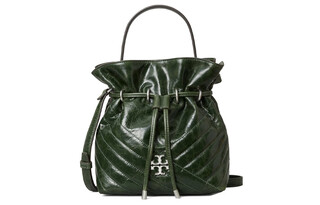 Tory burch kira magnetic closure sheepskin leather bucket bag portable shoulder crossbody bag mini women's green basic outfit (bag + dust bag)